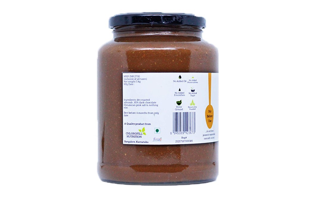 All Over Nuts 85% Dark Chocolate Almond Butter Creamy   Glass Jar  1 kilogram